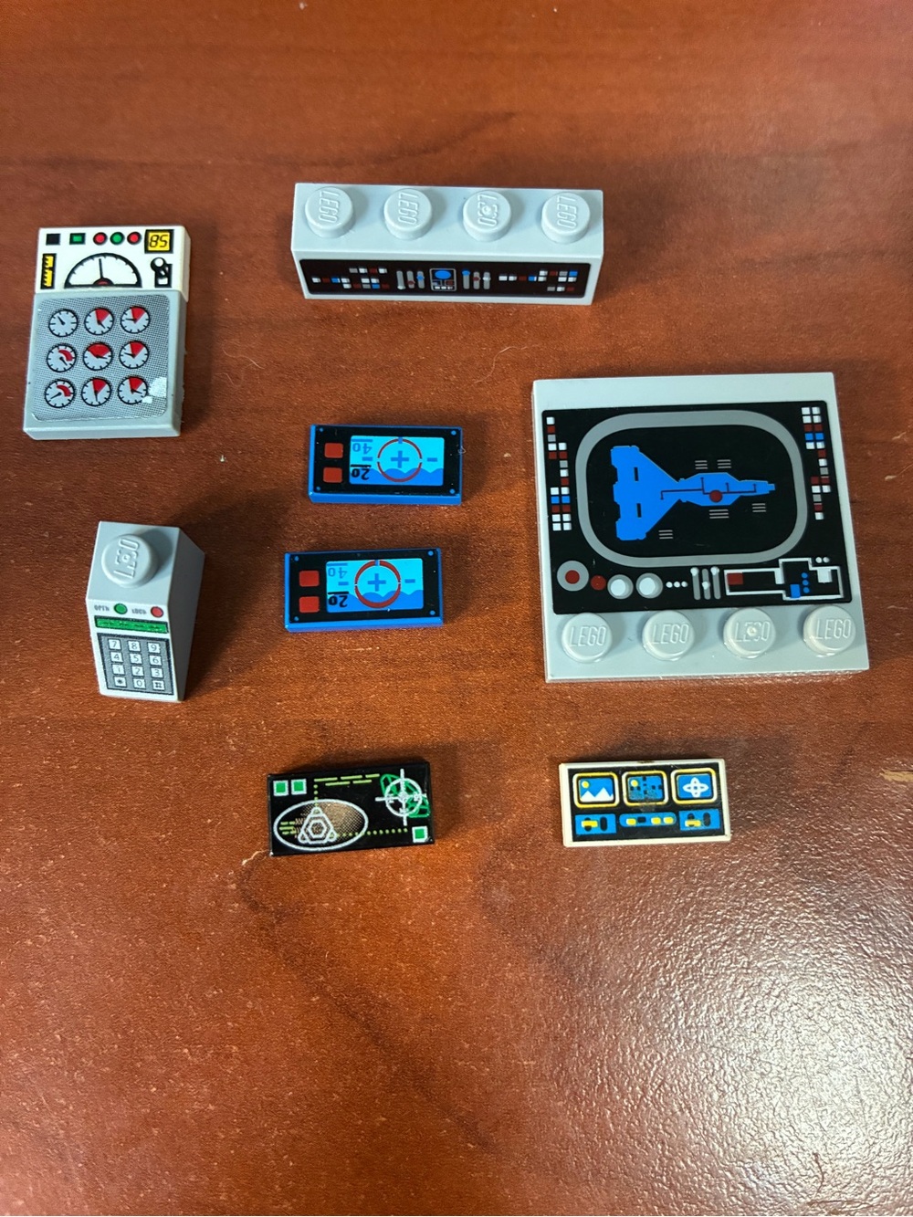 LEGO Printed Control Panel and Console Tiles - Blue, Black, White Accents